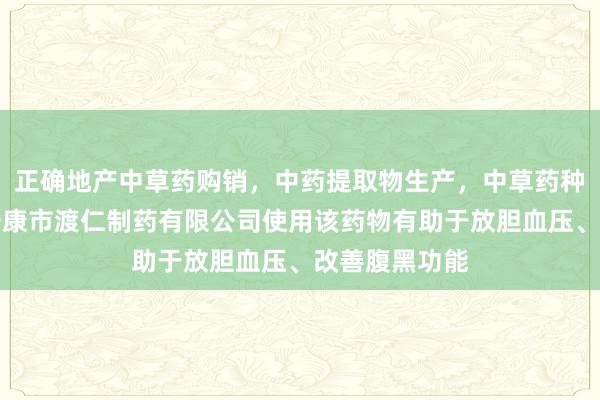 正确地产中草药购销，中药提取物生产，中草药种植，陕西省安康市渡仁制药有限公司使用该药物有助于放胆血压、改善腹黑功能